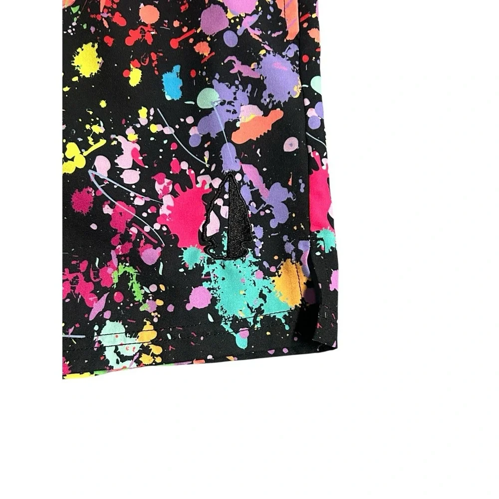 Tachuntfish THF Athletic Shorts Neon Paint  Splatter Men's Large Performance Gym